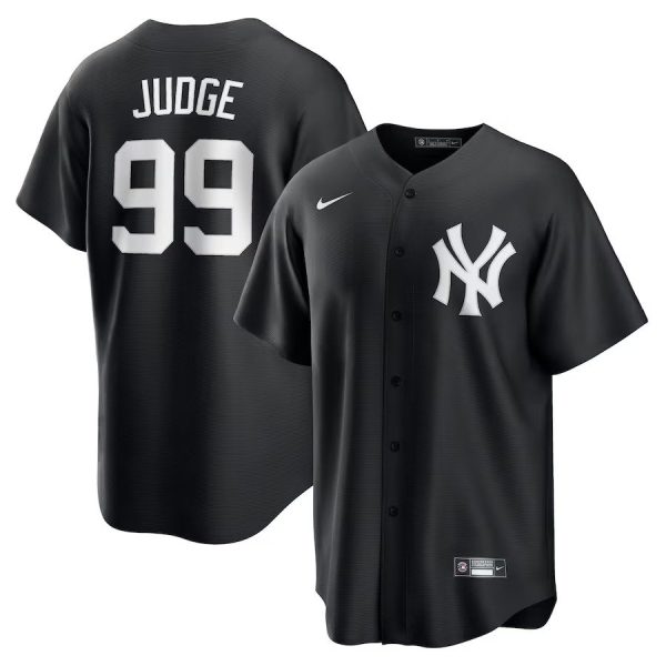 Men's New York Yankees #99 Aaron Judge Nike Black Lights Out Replica Player Jersey