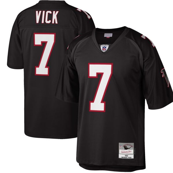 Men's Atlanta Falcons Michael Vick Mitchell & Ness Black Big & Tall 2002 Retired Player Replica Jersey