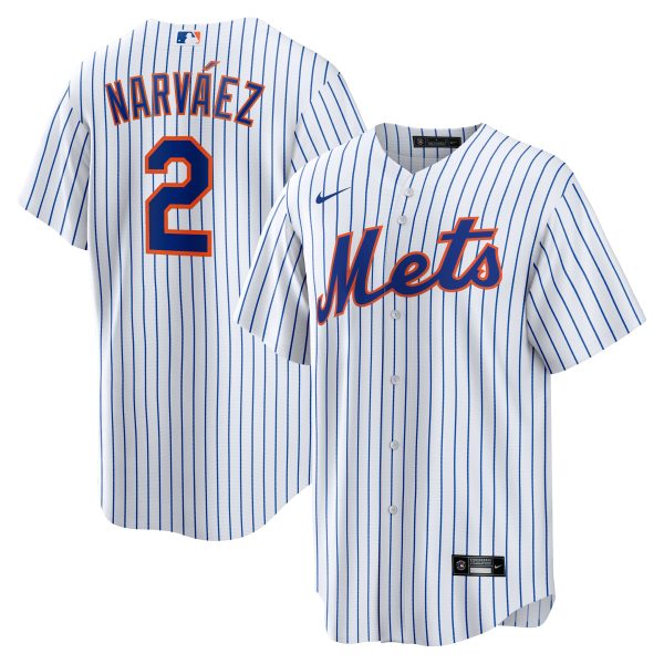 Men's New York Mets Omar NarvÃ¡ez Nike White Home  Replica Player Jersey