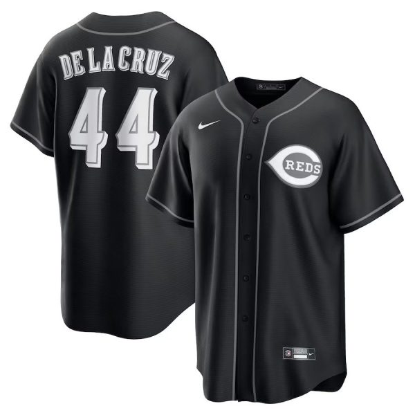 Men's Cincinnati Reds #44 Elly De La Cruz Nike Black Lights Out Replica Player Jersey