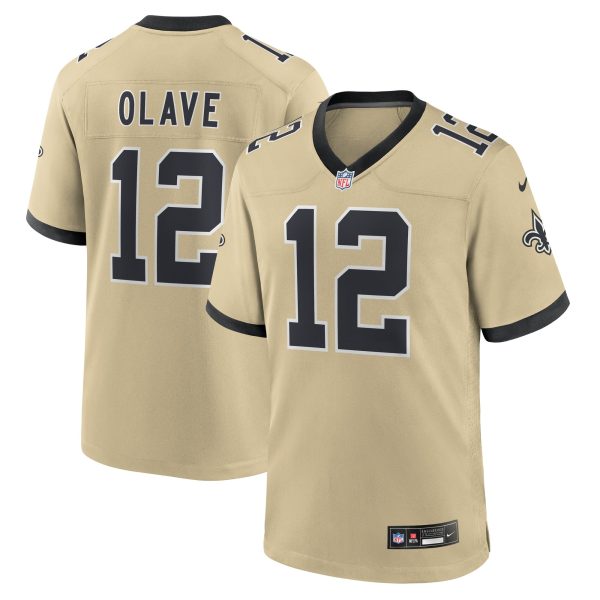 Men's New Orleans Saints #12 Chris Olave Nike Gold Gameday Golds Alternate Game Player Jersey