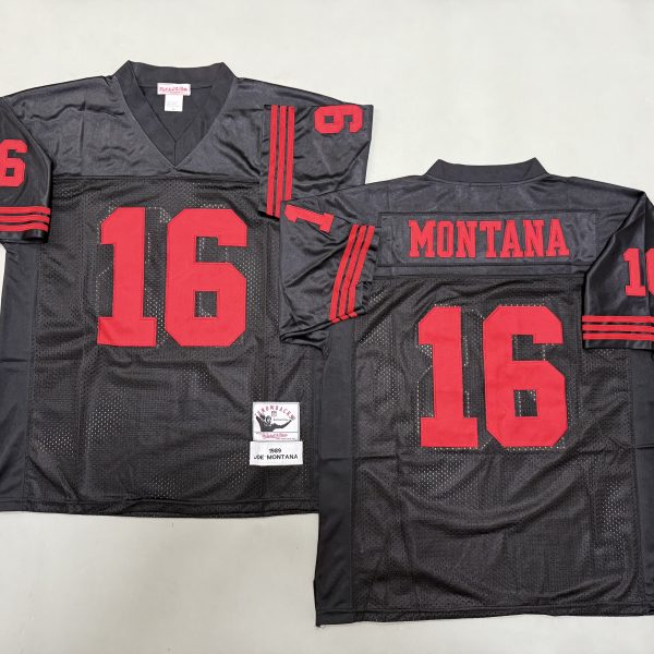 Men's #16 Joe Montana San Francisco 49ers Black Jersey