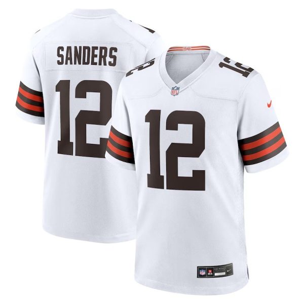 Men's #12 Shedeur Sanders Cleveland Browns Nike 2025 NFL Draft Game White Jersey
