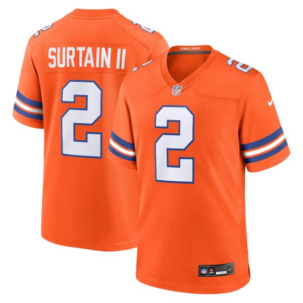 Men's Denver Broncos #2 Patrick Surtain II Nike Orange Mile High Collection 1977 Throwback Player Jersey