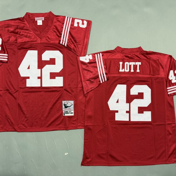 Men's #42 Ronnie Lott San Francisco 49ers Red Jersey