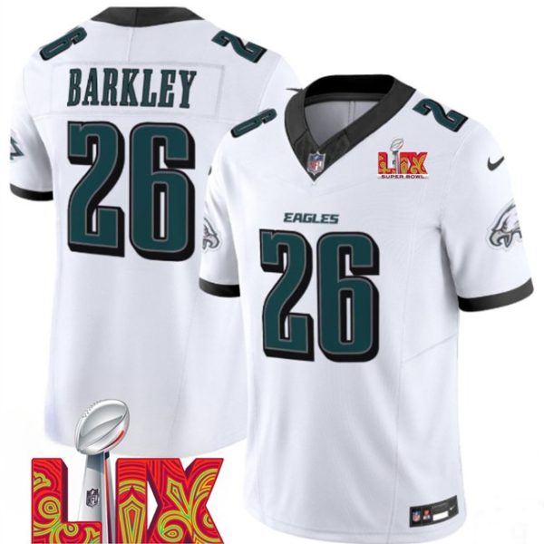 Youth Philadelphia Eagles #26 Saquon Barkley White Super Bowl LIX F.U.S.E. Vapor Untouchable Limited Stitched Jersey