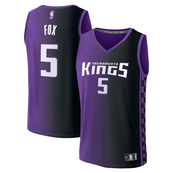 Men's Sacramento Kings #5 Aaron Fox Purple 2023/24 Fast Break Replica Statement Edition Jersey
