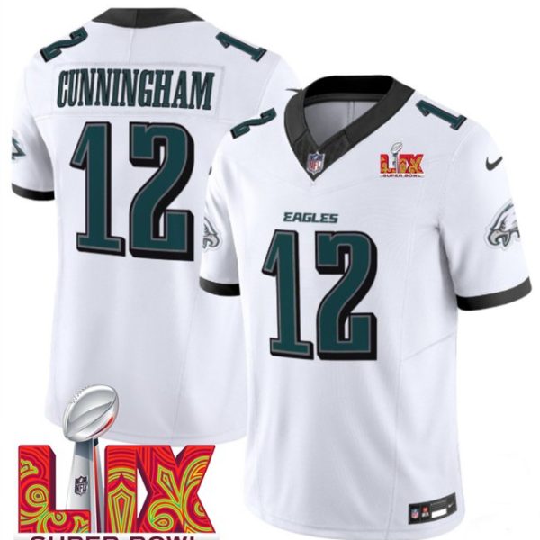 Youth Philadelphia Eagles #12 Randall Cunningham White Super Bowl LIX F.U.S.E. Vapor Limited Stitched Jersey