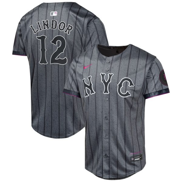 Youth New York Mets Francisco Lindor Nike Graphite 2024 City Connect Limited Player Jersey