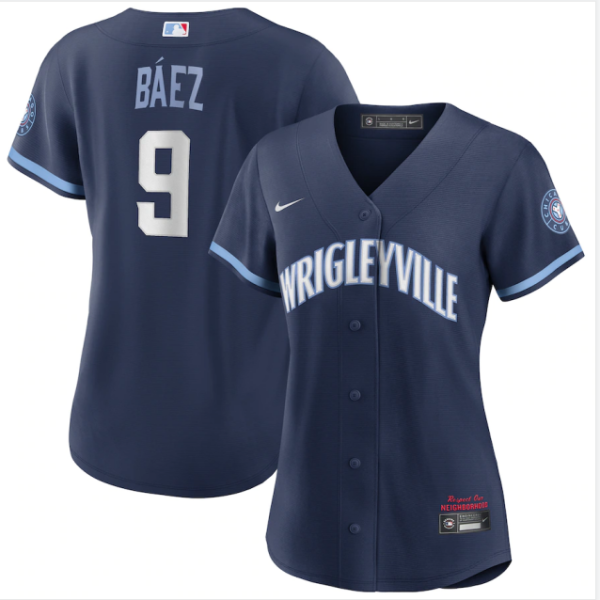 Women's Nike Chicago Cubs #9 Javier Bèçèé©´èéèçèé©´èéez Navy MLB 2021 City Connect Replica Player Jersey