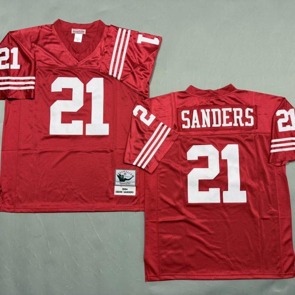 Men's #21 Deion Sanders San Francisco 49ers Red Jersey