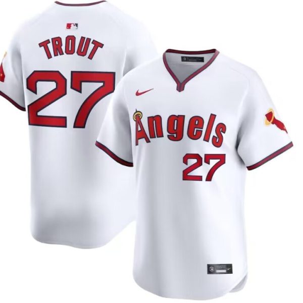 Men's Los Angeles Angels #27 Mike Trout Nike White Alternate Limited Player Jersey