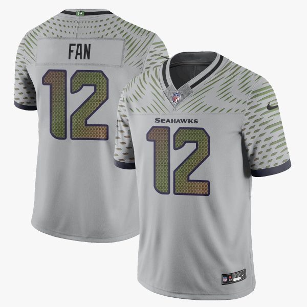 Men's Seattle Seahawks #12 Fan Gray Rivalries Collection F.U.S.E. Vapor Limited Stitched Jersey