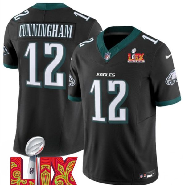 Youth Philadelphia Eagles #12 Randall Cunningham Black Super Bowl LIX F.U.S.E. Vapor Limited Stitched Jersey