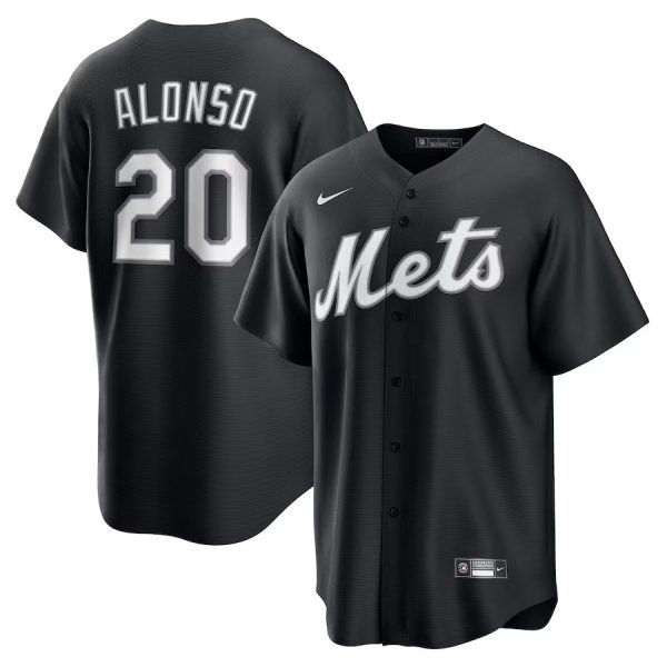 Men's New York Mets #20 Pete Alonso Nike Black Lights Out Replica Player Jersey
