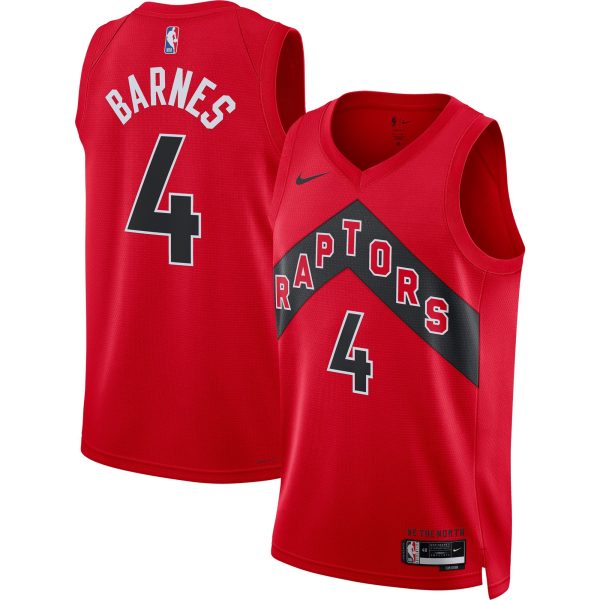 Unisex Toronto Raptors Scottie Barnes Nike Red Swingman Jersey - Icon Edition