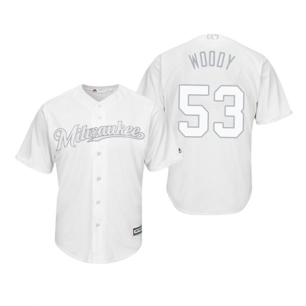 Milwaukee Brewers Brandon Woodruff Woody White 2019 Players Weekend MLB Jersey