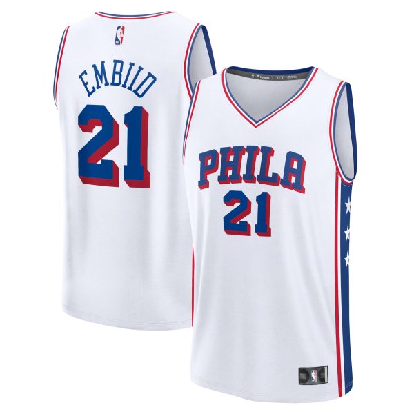 Men's Philadelphia 76ers Joel Embiid Fanatics White Fast Break Replica Player Jersey - Association Edition