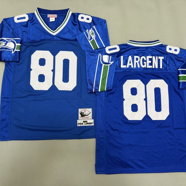 Men's #80 Steve Largent Seattle Seahawks Blue Jersey