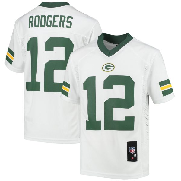 Youth Green Bay Packers Aaron Rodgers White Replica Player Jersey