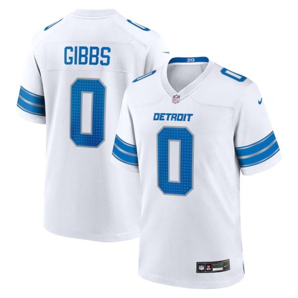 Youth Detroit Lions #0 Jahmyr Gibbs Nike White Game Player Jersey
