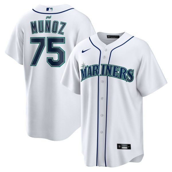 Men's Seattle Mariners AndrÃ©s Mu?oz Nike White Home  Replica Player Jersey