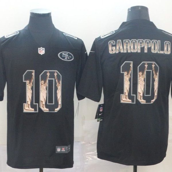 Men's Nike San Francisco 49ers #10 Jimmy Garoppolo Black Goddess fashion Edition NFL Jerseys