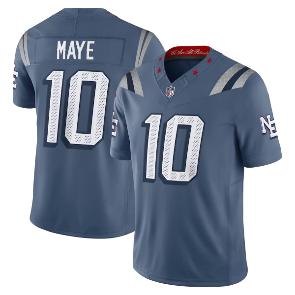Men's New England Patriots Drake Maye Nike Storm Blue 2025 Rivalries Collection Limited Jersey