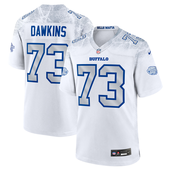 Men's Nike Dion #73 Dawkins White Buffalo Bills 2025 Rivalries Collection Game Jersey